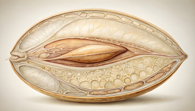 botanical cross section of monocot seed revealing embryo