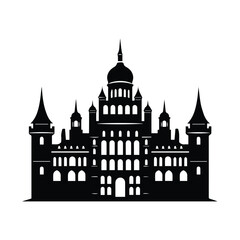 Naklejka premium Majestic castle with intricate architectural details and a grand central dome