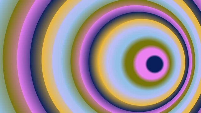 Colorful concentric circles, gradients and curved patterns