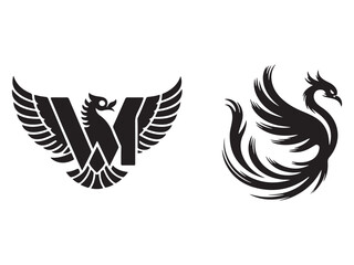 Obraz premium Set of Phoenix and Winged Bird Logos for Branding and Gaming
