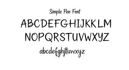 Fototapeta premium Handwritten single pen font showcasing uppercase and lowercase alphabets isolated on transparent background