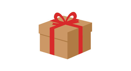 Obraz premium A brown gift box with a red ribbon.
