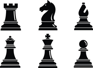 Black and white chess pieces rook knight © Aysha