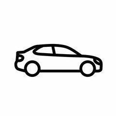 Fototapeta premium Simple Black Outline Car Icon Vector Illustration for Automotive, Transport, Travel, and Delivery Services Web Design Elements