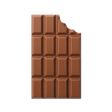 Milk chocolate bar with bite mark isolated on a transparent background sweet confection