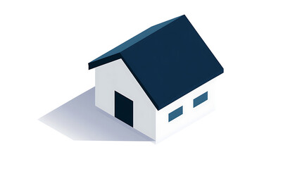 Isometric House Icon Vector Illustration: Simple Geometric Home Design with Dark Roof and Windows, Ideal for Real Estate and Property Concepts