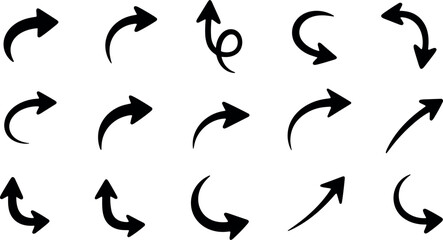 Obraz premium A collection of black arrows on a transparent background pointing in various directions