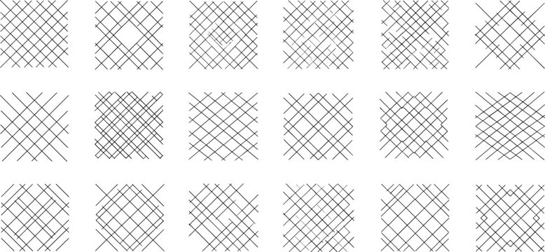 A collection of various crisscross pattern designs on transparent background