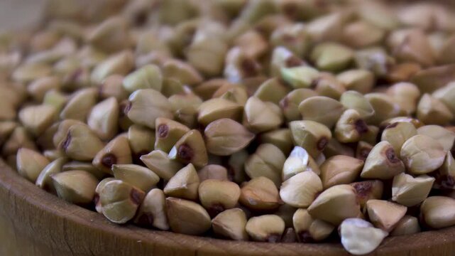 Raw Buckwheat Groats Macro, Fagopyrum Esculentum Seeds, Detailed Kernel Structure