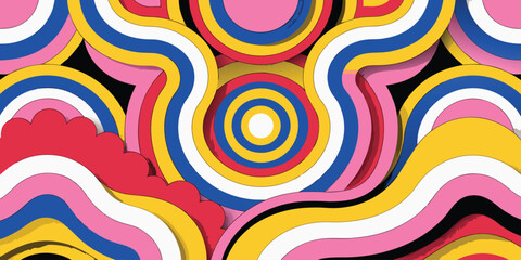 Obraz premium Abstract colorful organic shapes and circles in retro style