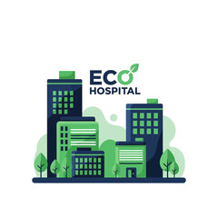 Naklejka premium Innovative Eco-Hospital: Sustainable Medical Center for a Healthy Community Environment Design