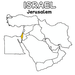 Obraz premium Israel Country highlighted map on middle East map vector illustration for projects and presentation