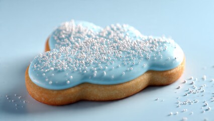 Fototapeta premium Cloud Cookie with Blue Icing and Sprinkles