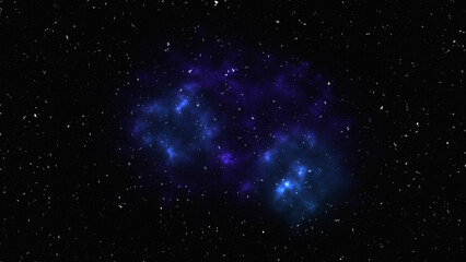 Deep blue and purple gas clouds floating in dark space. © agustian