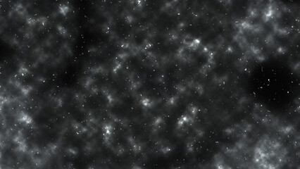 Ethereal monochromatic grey mist stretching across a black starry void. © agustian