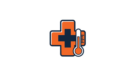 Fototapeta premium Medical Cross Symbol With Thermometer: Healthcare, Treatment, and Temperature Measurement