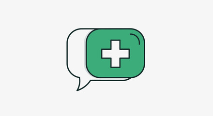 Fototapeta premium Medical Dialogue Icon Illustrating Communication And Support For Health And Wellness