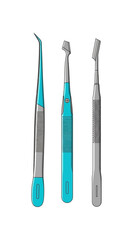 Medical Instrument Trio Depicting Various Surgical Tweezers for Precise Handling and Manipulation