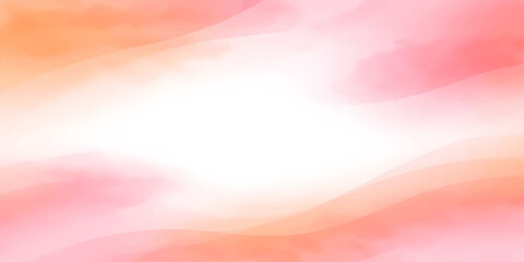 Obraz premium Soft Pastel Watercolor Gradient Abstract Background with Halftone Dot Texture, Peach Pink Flowing Color Waves, Modern Minimal Banner Design with Large Copy Space for Presentation, Website Header, and 