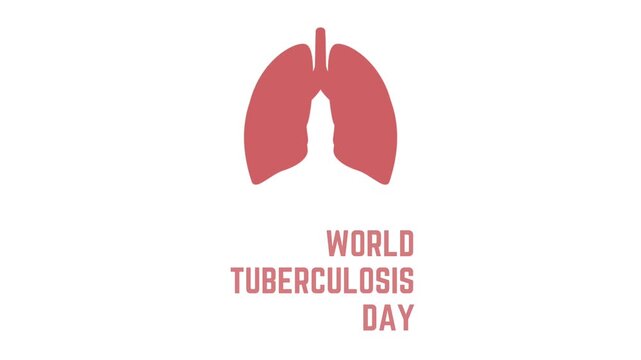 A minimalist graphic for World Tuberculosis Day featuring a pair of lungs cradled by hands to represent medical support and prevention.