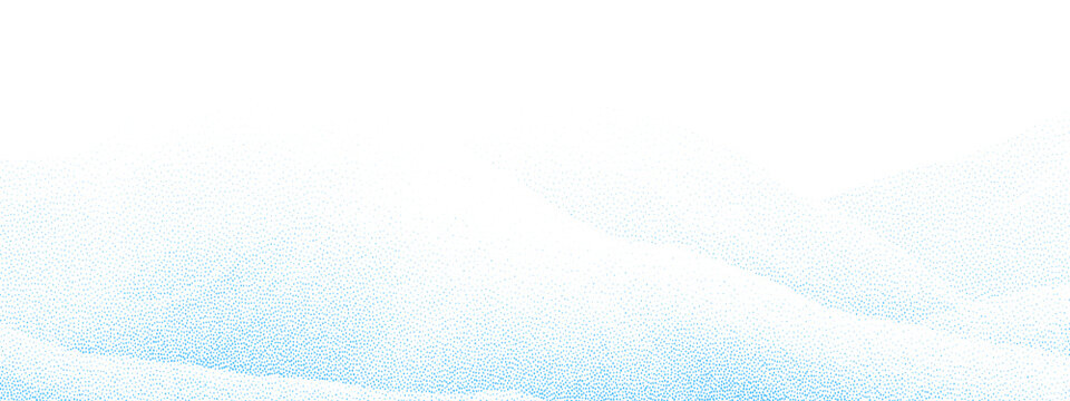 Winter snow scene with 3D white snowdrifts and realistic snowy landscape. Perfect background for holiday designs, featuring ice covered ground and mountain borders.