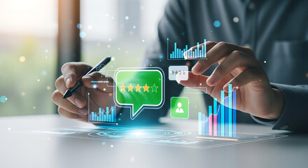 Professional analyzing customer experience and digital data to optimize business strategy, improve service quality, and drive innovation