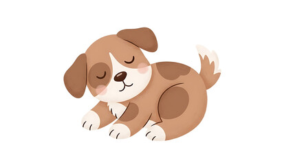 Sleeping brown puppy dog isolated on a transparent background