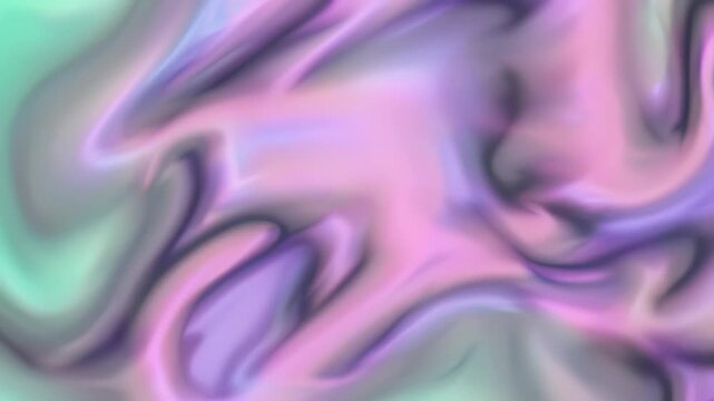 Swirling pastel colors flow like liquid silk, blending lavender, pink, and mint into glossy waves. Soft shadows and highlights sculpt smooth, marbled contours across the abstract frame.