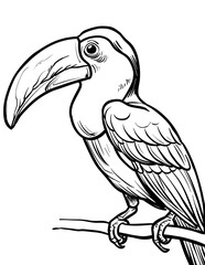 Fototapeta premium exotic bird coloring page, tropical bird coloring, parrot coloring page, toucan coloring page, flamingo coloring page, macaw coloring page, cockatoo coloring page