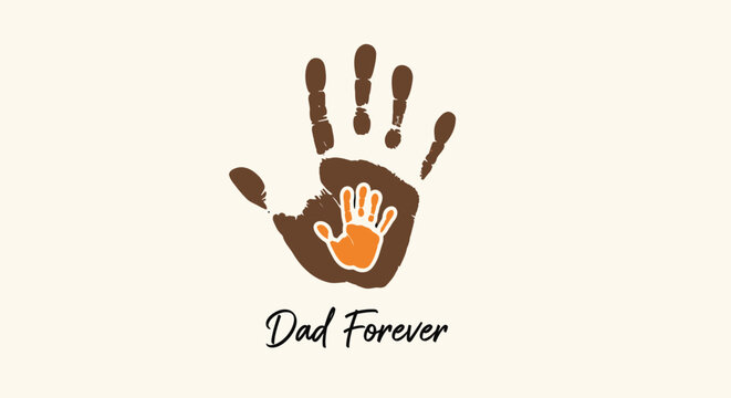 Vector illustration of handprint design with 'Dad Forever' text