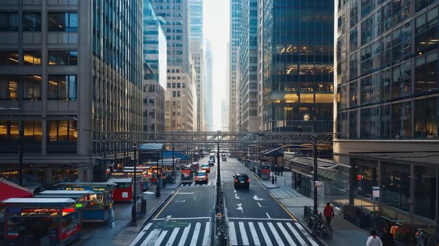 Traffic flows rapidly through frame The camera remains steady