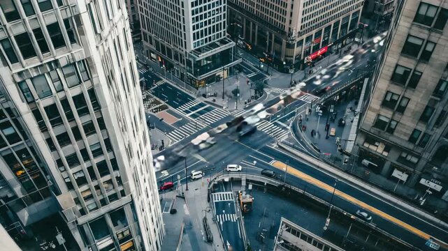 Traffic flows rapidly through frame The camera remains steady