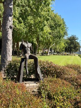 The headless statue Public Art in Beverly Gardens Park in Beverly Hills, California