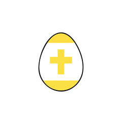 Fototapeta premium Yellow egg with white cross symbol for Easter decoration 