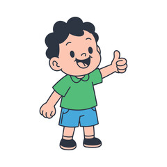 Obraz premium A happy cartoon boy giving a thumbs up