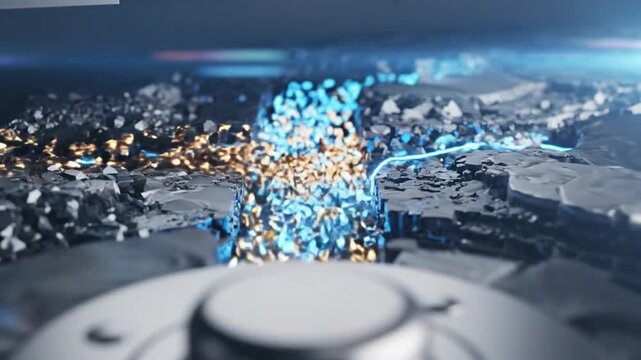 Battery Energy Display. Electric Cells Emitting Dynamic Sparks. Advanced Metallic Containers With Luminous Circuitry. Hightech Environment Showcasing Energy Transfer And System Testing