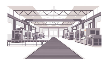 Obraz premium Modern factory interior with industrial equipment and conveyor belts