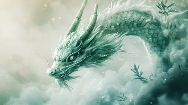Ink painting Qinglong illustration