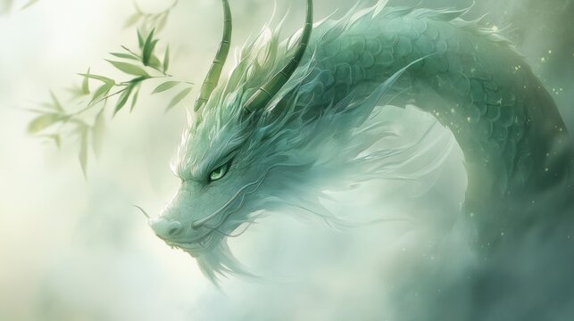 Ink painting Qinglong illustration