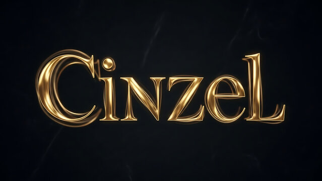 Golden luxury serif font Cinzel isolated on a transparent background