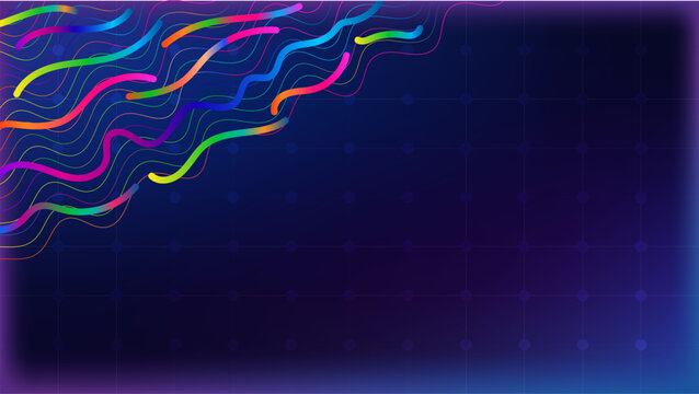 Abstract futuristic grid background with neon waves