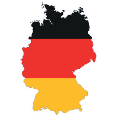 A map of Germany with the colors of the German flag.