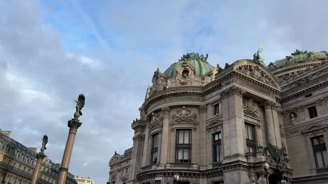 Fa&ccedil;ade of the Main Opera House in Paris France on a Sunny Day