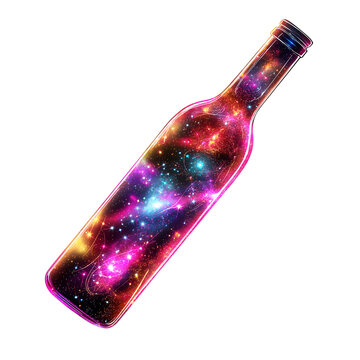 A colorful and vibrant bottle with a swirling design on a transparent background