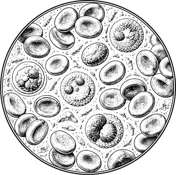 Victorian microscopic blood cells engraving vintage medical histology illustration