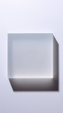 Minimal Frosted Glass Square Panel with Soft Shadow on Wall , Abstract Translucent Geometric Background, Clean Modern Mockup Template for Product Display, Branding Presentation and Design Copy Space