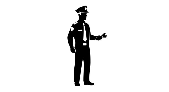 Police Officer Directing Traffic Silhouette.
