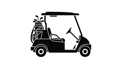 Black golf cart with clubs side view a striking silhouette