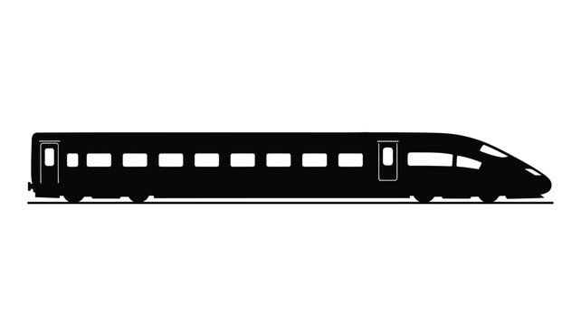 A sleek modern high speed train depicted in black silhouette