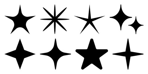 Obraz premium PNG Various black star shapes on transparent background